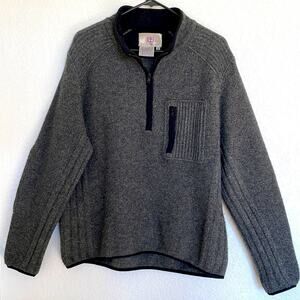 The Territory Ahead Lambswool Gray 1/2 Zip Knit Sweater size Medium